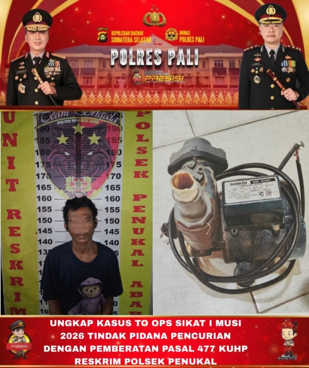 Bulan Buron, Pelaku Pencurian Pompa Air di PALI Ditangkap Polisi Bulan Buron, Pelaku Pencurian Pompa Air di PALI Ditangkap Polisi