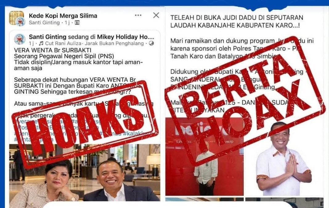 KLARIFIKASI HOAKS : Beredar di Medsos Mengaitkan Nama Bupati Karo Dengan Isu Tertentu, Ini 100 Persen Bohong KLARIFIKASI HOAKS : Beredar di Medsos Mengaitkan Nama Bupati Karo Dengan Isu Tertentu, Ini 100 Persen Bohong