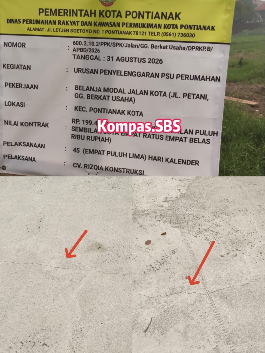 Seram! Jalan Gg Berkat Usaha Baru Seminggu Retak-Retak, Dinas Perkim Diminta Buka Mata Seram! Jalan Gg Berkat Usaha Baru Seminggu Retak-Retak, Dinas Perkim Diminta Buka Mata