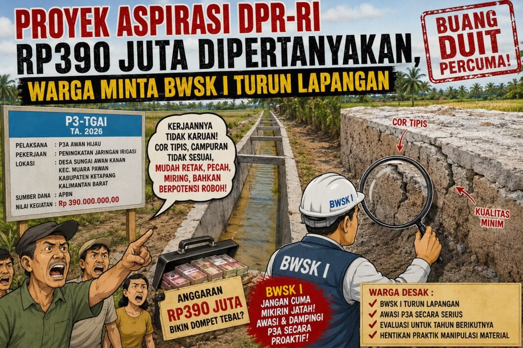 Proyek Aspirasi DPR-RI Rp390 Juta Dipertanyakan, Warga Minta BWSK I Turun Lapangan Proyek Aspirasi DPR-RI Rp390 Juta Dipertanyakan, Warga Minta BWSK I Turun Lapangan