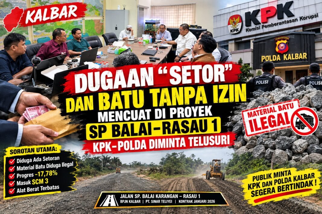 Dugaan “Setor” dan Batu Tanpa Izin Mencuat di Proyek SP Balai–Rasau 1, KPK–Polda Diminta Telusuri Dugaan “Setor” dan Batu Tanpa Izin Mencuat di Proyek SP Balai–Rasau 1, KPK–Polda Diminta Telusuri