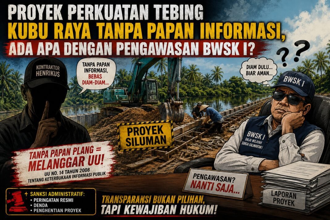 Proyek Perkuatan Tebing Kubu Raya Tanpa Papan Informasi, Ada Apa dengan Pengawasan BWSK I? Proyek Perkuatan Tebing Kubu Raya Tanpa Papan Informasi, Ada Apa dengan Pengawasan BWSK I?
