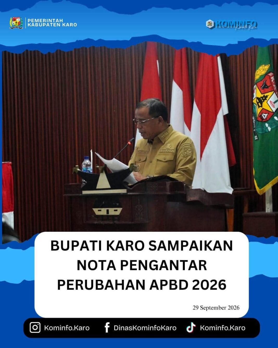 Bupati Karo Sampaikan Nota Pengantar Perubahan APBD 2026 Bupati Karo Sampaikan Nota Pengantar Perubahan APBD 2026