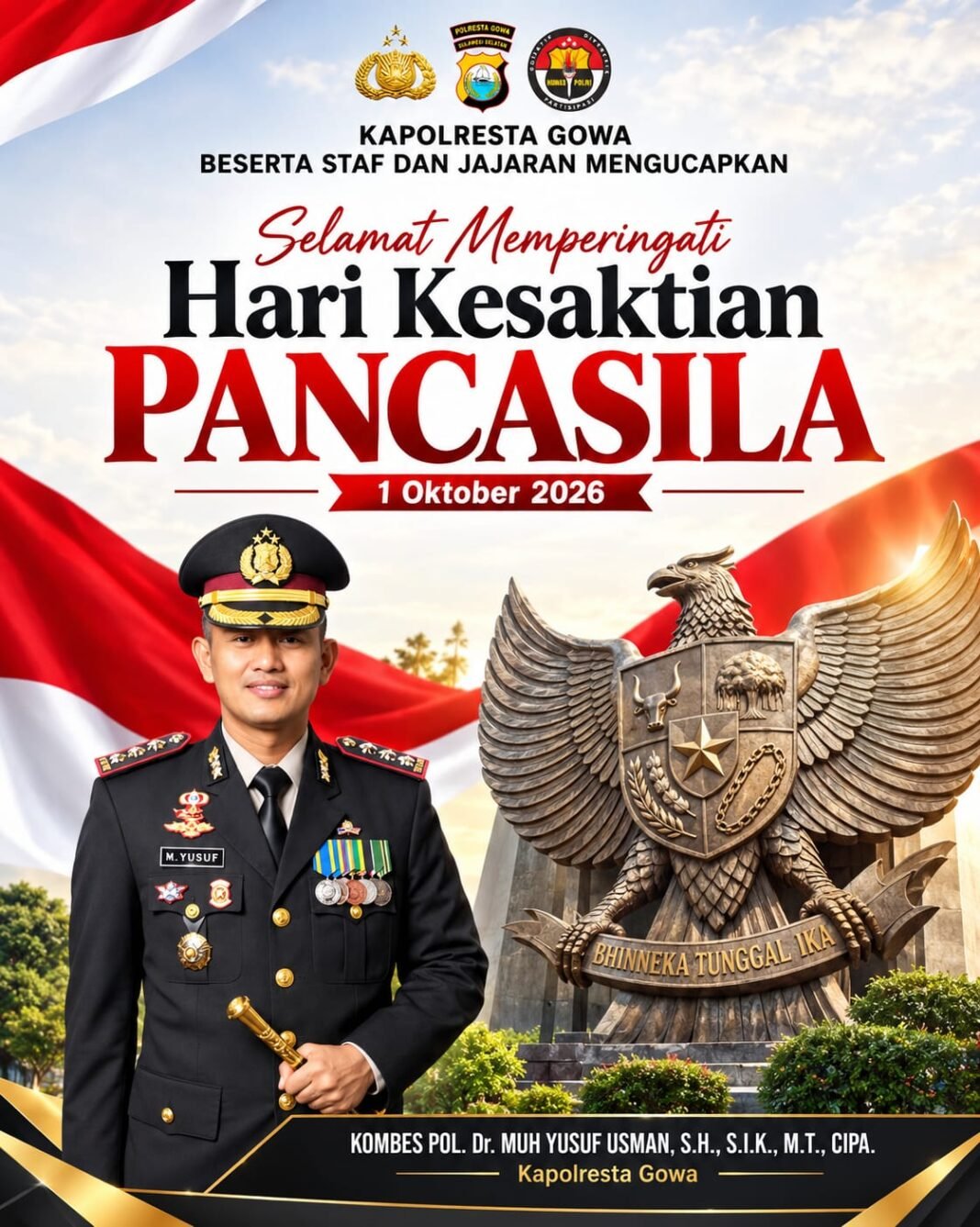 Hari Kesaktian Pancasila, Kapolresta Gowa: Berbeda Tetap Bersatu, Indonesia Tetap Kokoh Hari Kesaktian Pancasila, Kapolresta Gowa: Berbeda Tetap Bersatu, Indonesia Tetap Kokoh