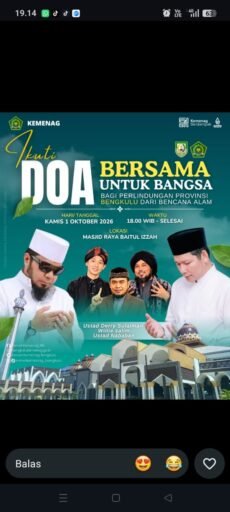 Kemenag Bengkulu Gelar Doa Bersama Untuk Bangsa di Masjid Raya Baitul Izzah, Dihadiri Gubernur Helmi Hasan Kemenag Bengkulu Gelar Doa Bersama Untuk Bangsa di Masjid Raya Baitul Izzah, Dihadiri Gubernur Helmi Hasan