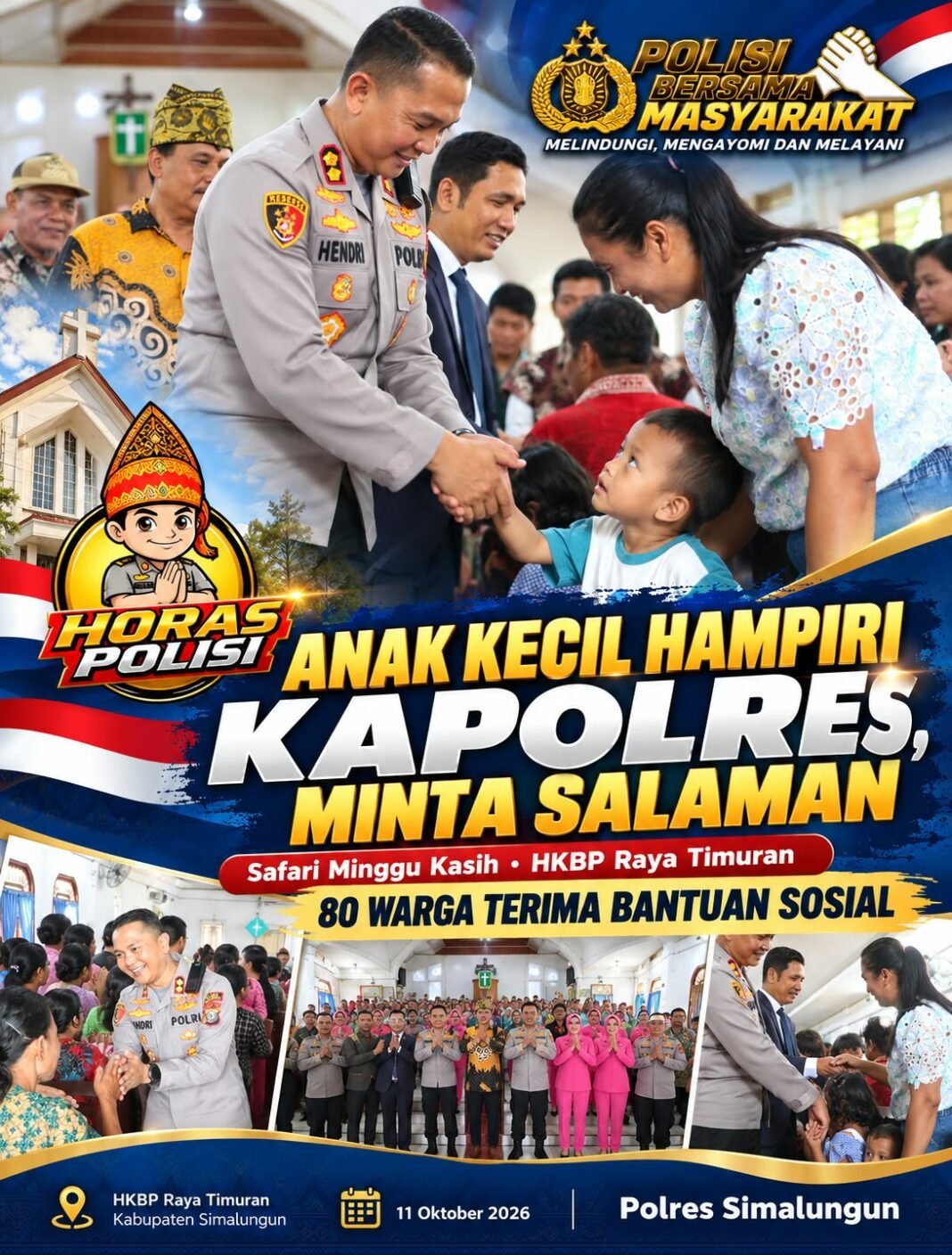 Safari Minggu Kasih Polres Simalungun : Seorang Anak Hampiri Kapolres Ingin Bersalaman Safari Minggu Kasih Polres Simalungun : Seorang Anak Hampiri Kapolres Ingin Bersalaman