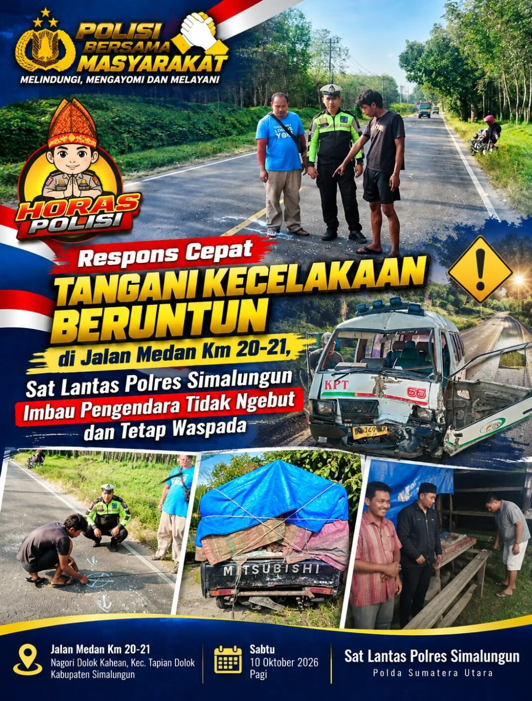 Laka Lantas di Jalan Medan Km 20-21 Tapian Dolok : Satlantas Polres Simalungun Olah TKP Atur Arus Lalin Laka Lantas di Jalan Medan Km 20-21 Tapian Dolok : Satlantas Polres Simalungun Olah TKP Atur Arus Lalin