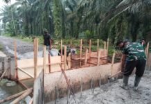 Kodim 0203/LKT Bangun Jembatan Beton di Kuala Langkat, Progres Capai 10 Persen