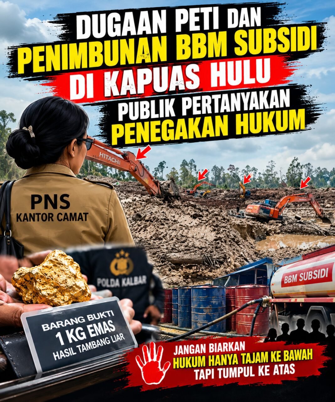 Dugaan PETI dan Penimbunan BBM Subsidi di Kapuas Hulu, Publik Pertanyakan Penegakan Hukum Dugaan PETI dan Penimbunan BBM Subsidi di Kapuas Hulu, Publik Pertanyakan Penegakan Hukum